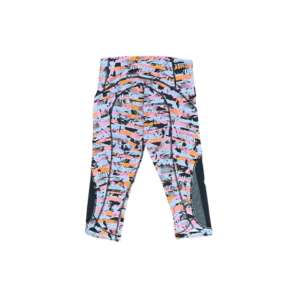 Lululemon Sun Runner Crop Leggings Workout Size 2 Multi Stripe Sheer Sides - Picture 3 of 6